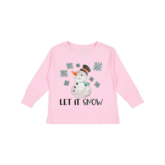 Inktastic Let It Snow Cute Snowman in Hat and Scarf Boys or Girls Long Sleeve Toddler T-Shirt