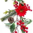 thumbnail image 4 of Kezqiaxn 6.56Ft Red Berry Christmas Garland with Pinecones and Poinsettia, Artificial Berries Garland Poinsettia Christmas Decorations for Indoor Outdoor Fireplace Winter Holiday Xmas Home Decor Red, 4 of 6