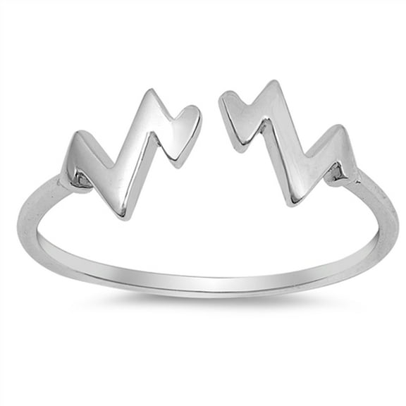 Zig Zag EKG Pulse Open Pointed Life Ring 925 Sterling Silver Band Jewelry Female Male Unisex Size 9