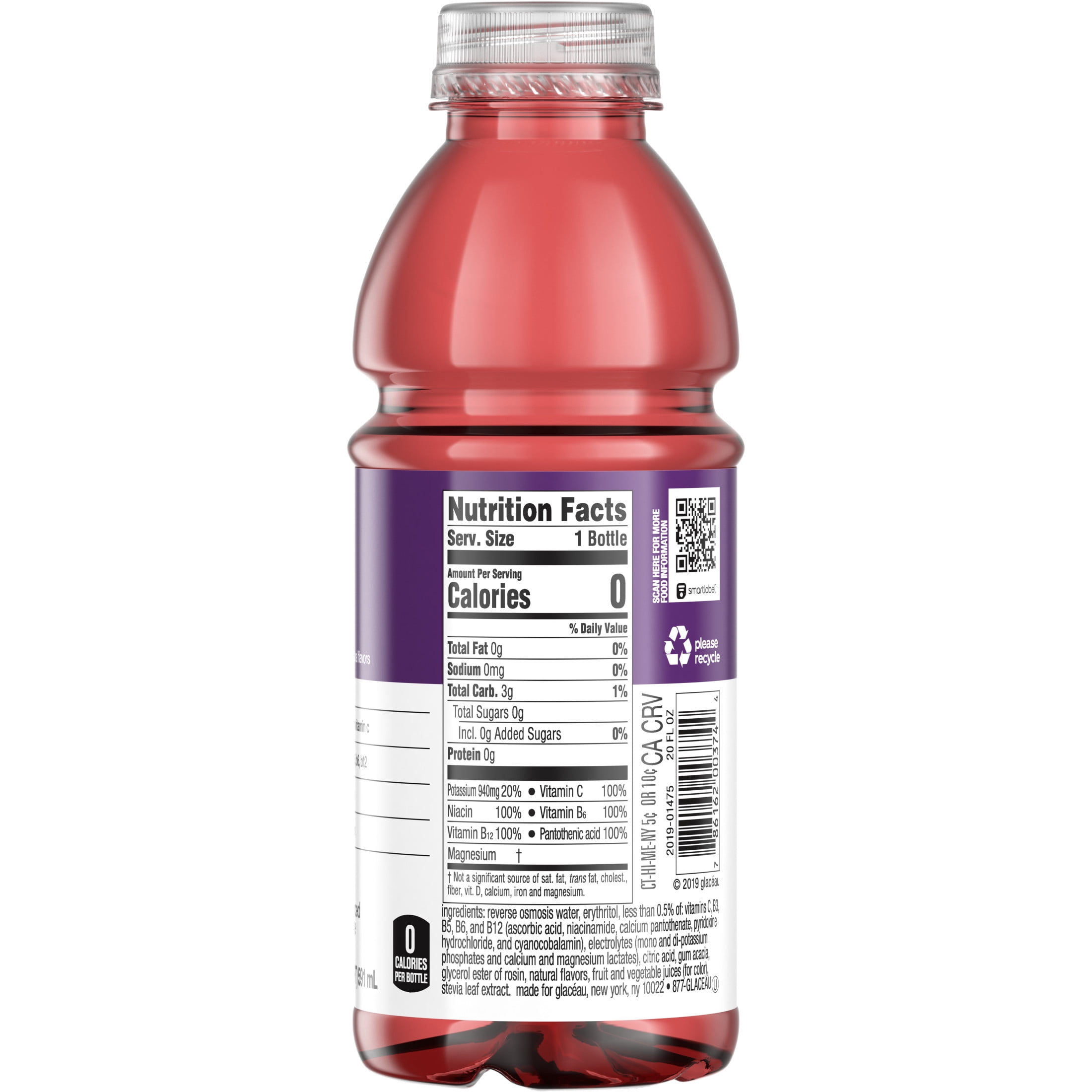 vitaminwater zero sugar reset, electrolyte enhanced water w/ vitamins, pineapple coconut drink, 20 fl oz