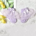 thumbnail image 2 of Hjtefg Toddler Lace Socks - Breathable Solid Color Ankle Socks with Bow Detail, Soft Thin Socks for Kids,Color: Purple Size: 5-8 Years, 2 of 4