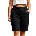 thumbnail image 3 of HBBIKVI Chino Flat Front Shorts for Women Officewear Mid Rise Shorts With Snap Zipper Exterior Pocket Regular Fit Rigid Waist for Walking Work, 3 of 7