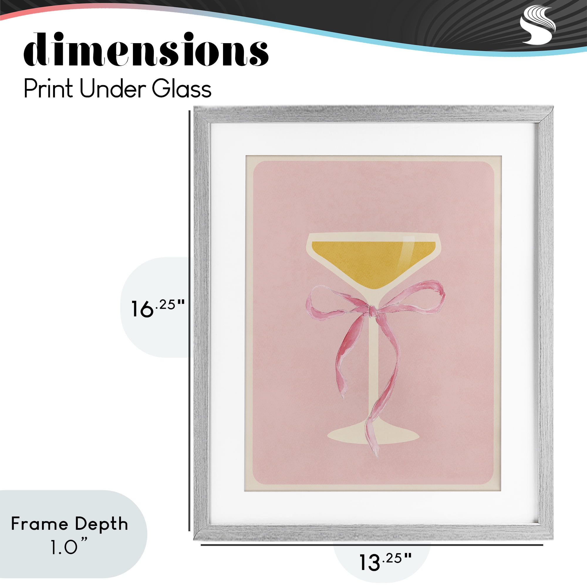 Stupell Industries Champagne Party Glass Gray Framed Print Under Glass, design by Lucille Price