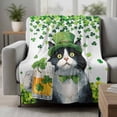 thumbnail image 2 of St. Patrick's Day Blanket Soft Cozy Warm Throw Blanket for Couch, Plush Fuzzy Flannel Fleece Blankets for Sofa, Spring Cute Cat Beer Green Clovers Bed Blankets Lightweight Gifts for Women, 32"x48", 2 of 9