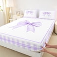 thumbnail image 6 of Erosebridal Light Purple Gingham Bow Full Size Sheets, Purple Bow Bed Sheets for Women Girls, 4-Piece, 6 of 6