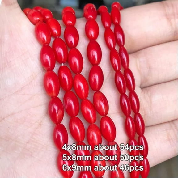 HOOUN Natural Red Coral Irregular Chip Drop Round Loose Beads for Jewelry Making DIY-rice 6x9mm