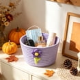 thumbnail image 4 of OANLKGI 7 in Cotton Rope Storage Basket With Cute Flower Decor Small Woven Organizer Bin Candy Holder For Halloween Thanksgiving Desktop Snack Key Makeup Home Tabletop Decor, 4 of 6
