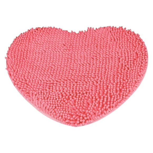 Chenille Heart Shaped Door Mat Bathroom Toilet Living Room Multicolour