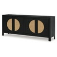 thumbnail image 4 of Sideboard Cabinet Console, 4 Doors Woven Cane, 70 Inch Black and Brown, 4 of 5