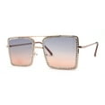 thumbnail image 2 of Womens Square Rhinestone Rectangle Jewel Metal Rim Diva Sunglasses Gold Black Pink, 2 of 4