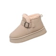 thumbnail image 2 of Hinvhai Winter Boots for Women: Ankle Snow Booties with Fluffy Trim and Buckle Decor Warm Slip On Comfort Shoes Khaki 7(39), 2 of 9