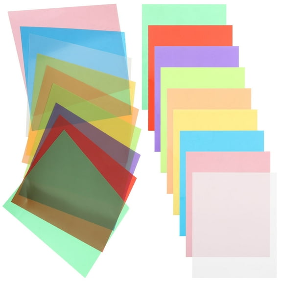 ELAYARD 18-Pack Assorted Color Transparent Cellophane Craft Sheets Multi-Colored Plastic for Projects and Decorations