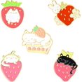 thumbnail image 1 of Juego de Alfileres de Esmalte CHAO de Fresa Conejo y Gato para Mujeres y Niñas, 1 of 5