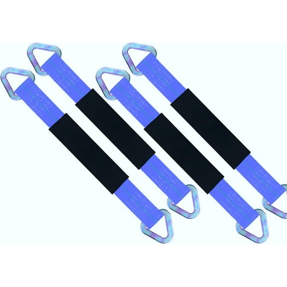 Heavy Duty Off-Road Axle Straps w/D Ring - Car Auto Hauler Tow Truck 4x4 Tie Down ATV UTV (Blue, 24 Inch)