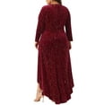 thumbnail image 4 of DARING DIVA Plus Size Mermaid High Low Hem Maxi Velvet Dress 2X Burgundy, 4 of 6