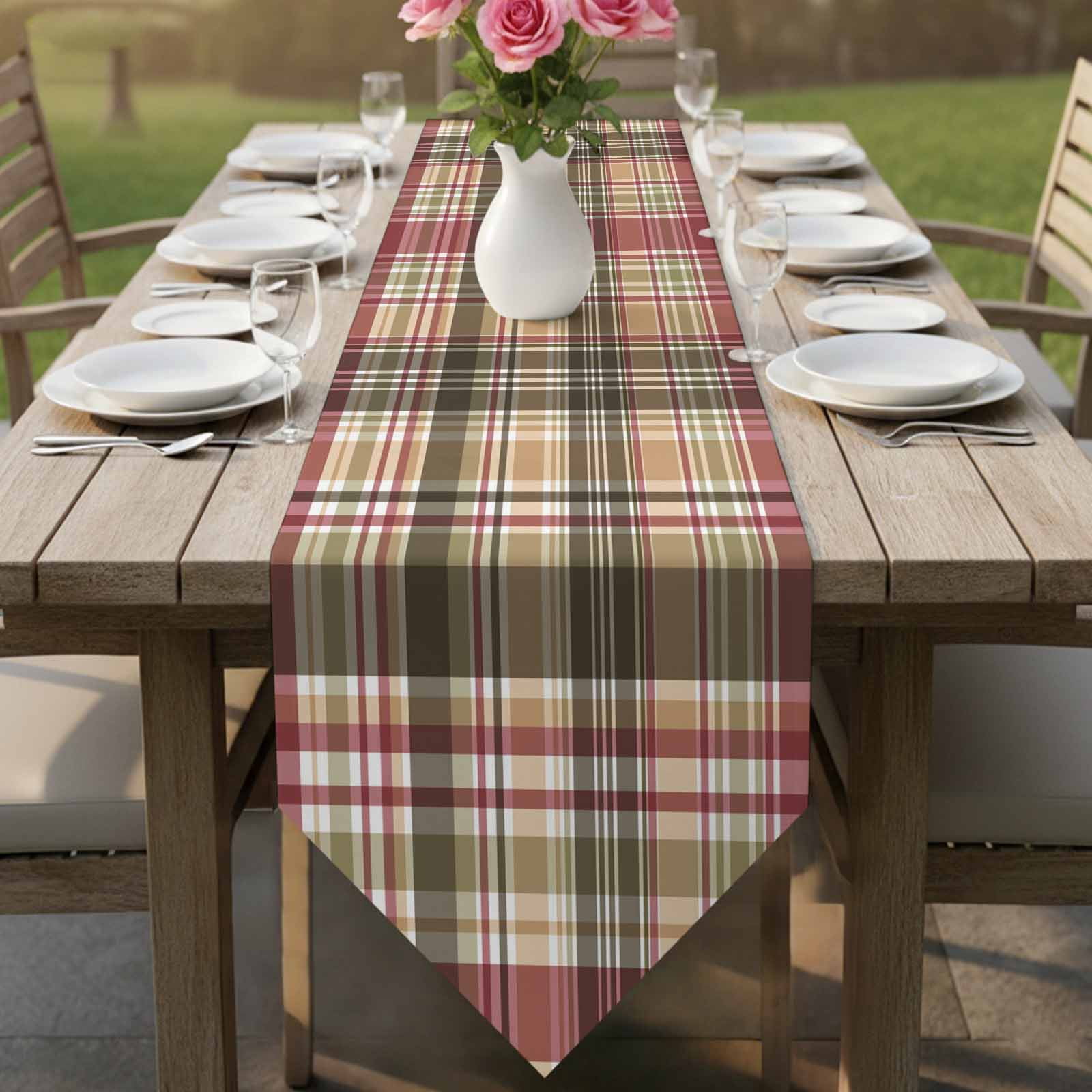 Buffalo Check Table Runner 108 Inches Long Plaid Brown Plaid Vintage Retro Country Table Runners for Dining Room Tabletop Dresser Scarf Home Party Banquet Wedding Holiday Decoration