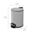 thumbnail image 3 of Acento 1.3 gal, Round Soft Close Premium Pedal Waste Bin for Bedroom, Bathroom, Home and Office, Step On Trash Can, Matte Gray, 3 of 19