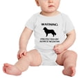 thumbnail image 2 of Warning: Protected by A Bernese Mountain Dog Funny Baby Bodysuits (White,6-12 Months), 2 of 5