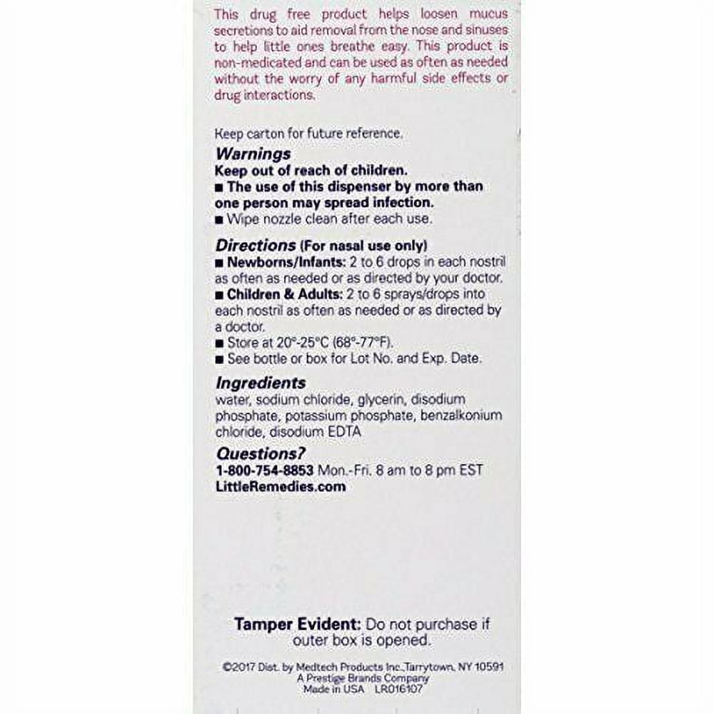 Little Remedies Newborn + Nose Saline Spray Drops, Wash Away Mucus, 1 Oz, 6-Pack