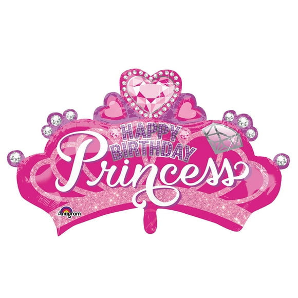 Anagram 32 Princess crown & gem Foil Mylar Balloon, Multicolor