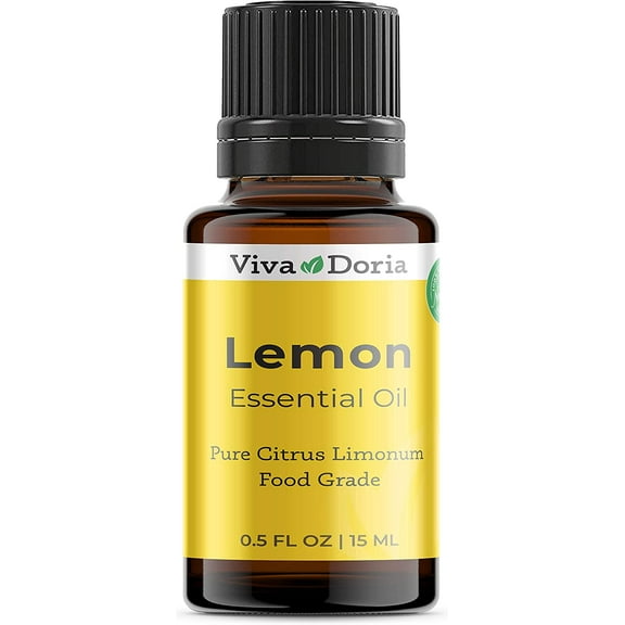 Viva Doria Pure Lemon Essential Oil, Undiluted, Food Grade, 15 mL (0.5 Fl Oz)
