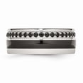 thumbnail image 3 of White Stainless Steel Ring Band Wedding Black Ceramic Cubic Zirconia CZ, 3 of 6