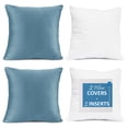 thumbnail image 1 of Nestl Plush 2 Pack Solid Decorative Microfiber Square Throw Pillow Cover with Throw Pillow Insert for Couch, Blue Heaven, 26" x 26", 1 of 1
