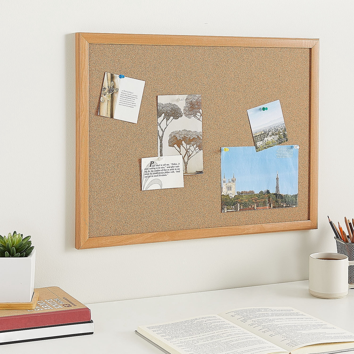 Staples Standard Durable Cork Bulletin Board Oak Frame 2'W x 1.5'H 2/Pack ST52460-CCVS