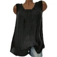 thumbnail image 1 of CHOK Plus Size Womens Summer Tank Tops Comfort Cotton Linen Tee Blouse On Clearance, 1 of 3