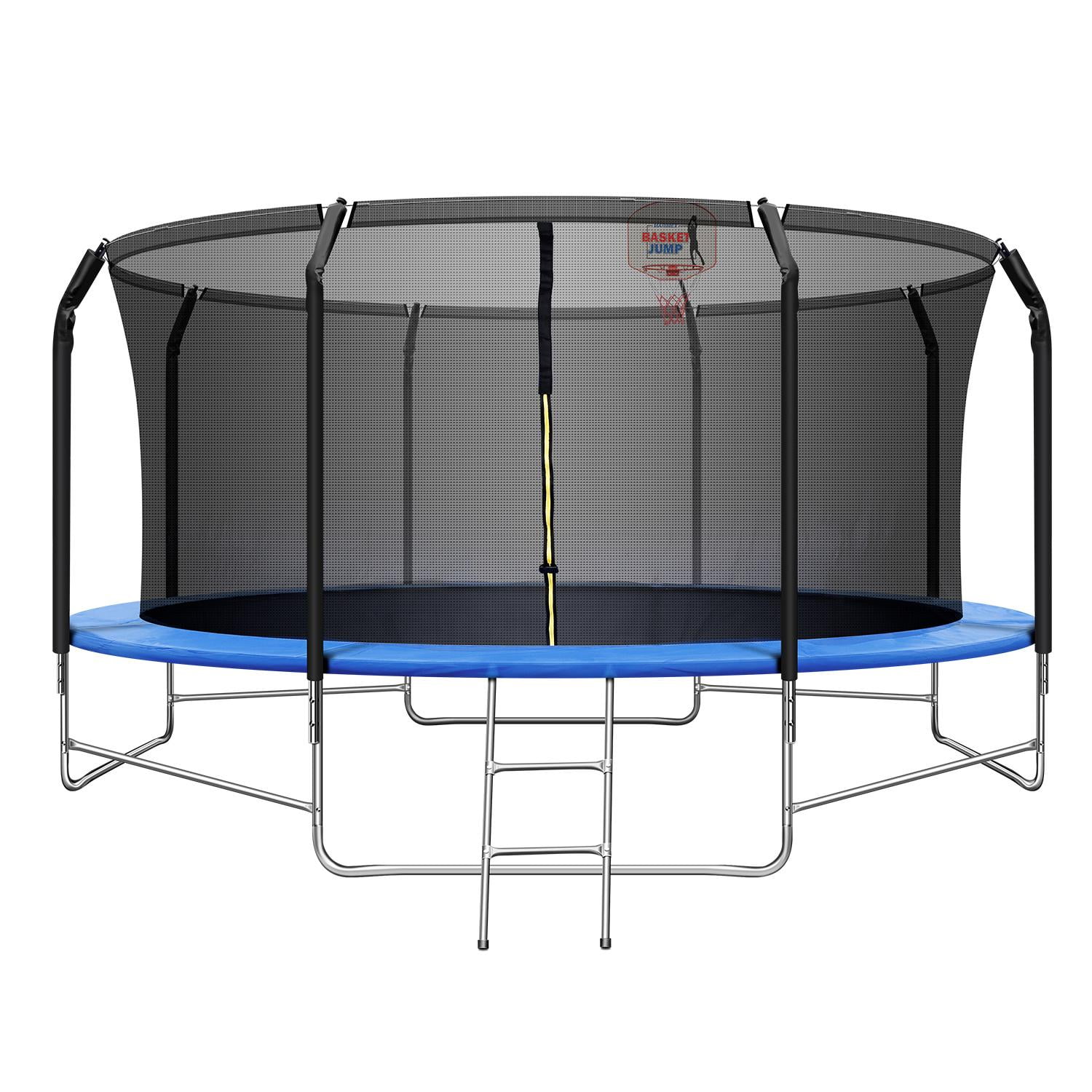 14ft 330lbs Load Recreational Trampolines With Ladder Enclosure Net And