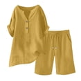 thumbnail image 6 of Resicozy 2 Piece Sets for Women Summer Shorts Oversized Short Sleeve and Bermuda Shorts Lounge Sets Matching Outfits Clothing Earthy Yellow 2XL, 6 of 6
