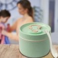 thumbnail image 1 of WIFKLSIIPG Japanese Round Lunch Box Set Wheat Straw Soup Cup SeaLED with Soup Wan Students Office Workers Can Microwave Bento Box 650ml(Green), 1 of 6