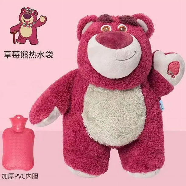 Aoger Disney Anime Lotso Stitch Angel Pooh Bear - Botella de agua caliente de peluche de invierno para mujer, calentador de manos con relleno de agua para el hogar, regalos para niñas