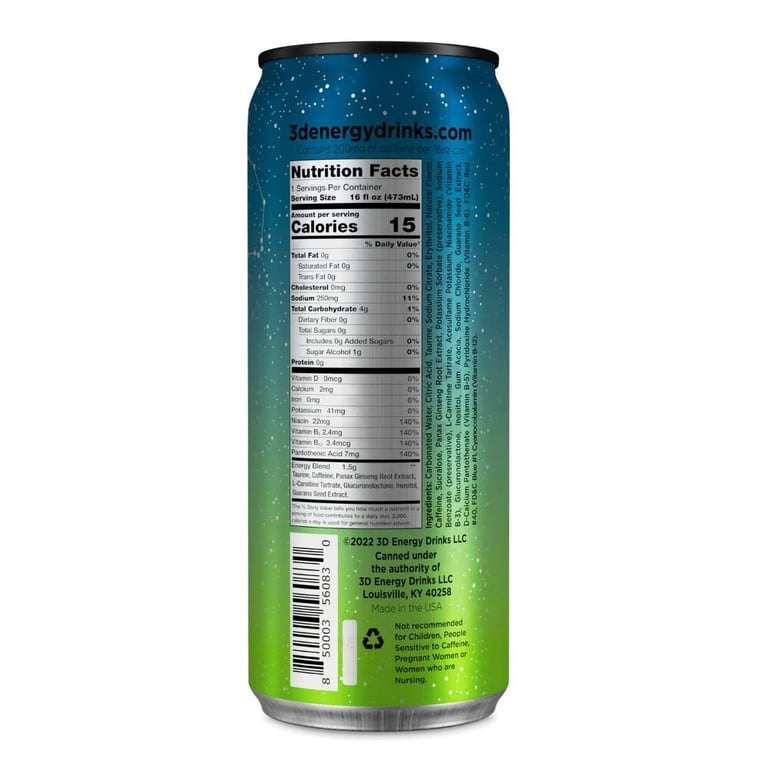 l-carnitine in energy drinks 3D Energy Drink 200mg Caffeine Zero Sugar Proprietary Energy Blend:  Taurine, Panax Ginseng Root Extract, L-Carnitine Tartrate,  Glucuronolactone,