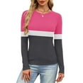 thumbnail image 5 of snilers Long Sleeve Shirt for Women Striped Ribbed Knit Strech Slim Fit Crop Tops Spring Crew Neck Casual Basic T-Shirts S-2XL, 5 of 6