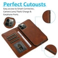 thumbnail image 4 of Dteck Case for iPhone 12 Pro/iPhone 12 6.1-inch,Detachable Case Card Holder Wallet Magnetic Leather 2 in 1 Design Shockproof Kickstand Cover Support Magnetic Car Mount Case,Brown, 4 of 7