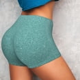 thumbnail image 4 of Goofa Teal Green Glitter Printed Workout Shorts Women Seamless Scrunch Butt Lifting High Waisted Gym Booty Shorts Elastic Workout Shorts-X-Large, 4 of 8