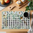 thumbnail image 2 of Placemats Set of 8, Green Eucalyptus Leaves Woven Placemat, Linen Place Mats for Kitchen/Dining Tables, Daisy Floral Washable Table Mats for Party, 2 of 8
