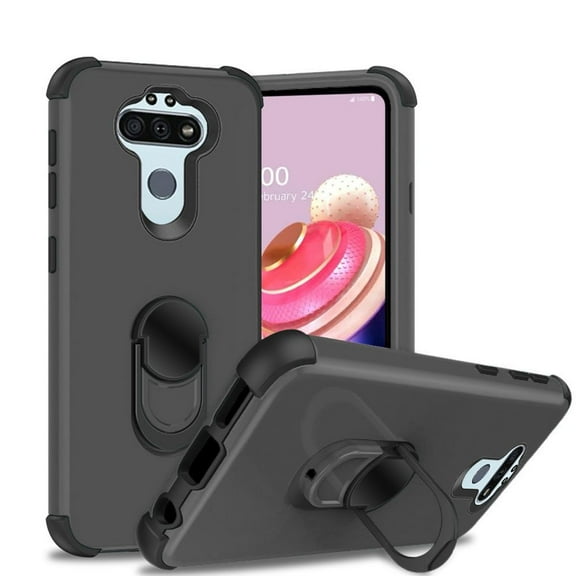 For Lg Aristo 5 Lg Fortune 3 King Magnetic Ring Kickstand Case Cover - Grey