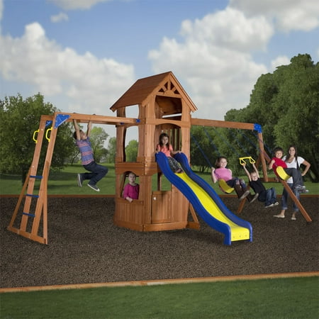 Parkway Wooden Swing Set With Monkey Bars