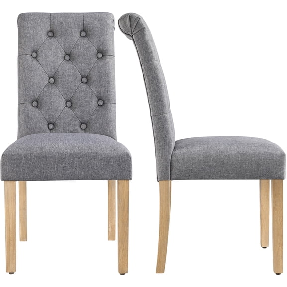 Alden Design Upholstered Dining Chair High Back Padded Parsons Chairs Tufted Dining Chair, Set of 2, Dark Gray