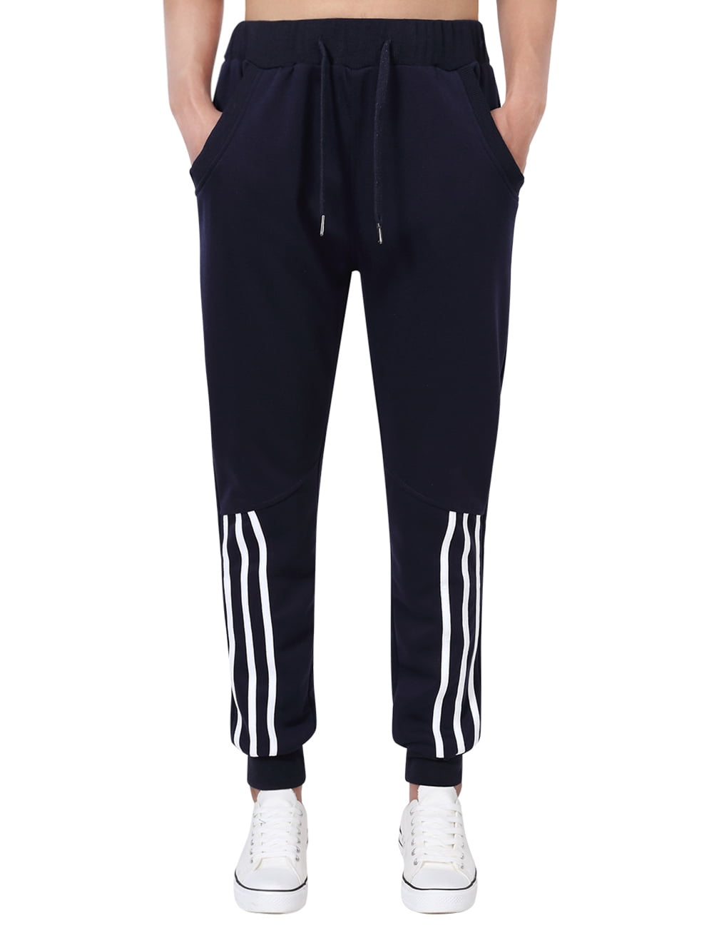Casual Drawstring Running Pants for Men Elastic Waistband Sport Pants