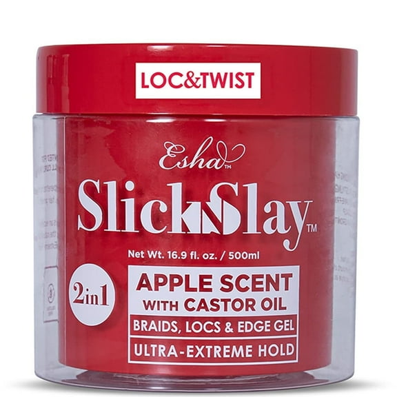 Esha Slick N Slay Braiding Gel – 2-in-1 Ultra Extreme Hold Gel for Locs, Twists & Edges – Hydrating, Conditioning & Shining – Apple, 17 Fl Oz