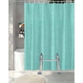 thumbnail image 3 of Split Shower Curtain for Transfer Bench, Turquoise Burlap Texture Fabric Shower Curtains for Bathroom, Farmhouse Vintage Aqua Tub Sliding Transfer Bench Waterproof Bath Curtains 72"x78", 3 of 9