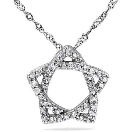 Miabella 1/5 Carat T.W. Diamond 14kt White Gold Star Pendant, 18