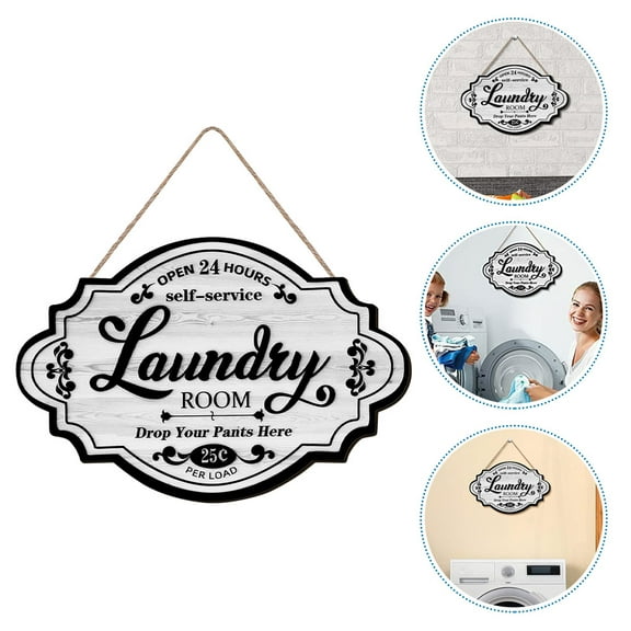 FONDOTIN Laundry Room Hanging Sign Multi Color Adults Home Decor 1Set 8.9X6.3X0.2In
