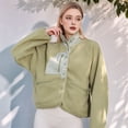 thumbnail image 4 of Womens Fuzzy Fleece Jacket Button Down Coats Casual Winter Warm Outwear with Pockets Avocado Green M, 4 of 7