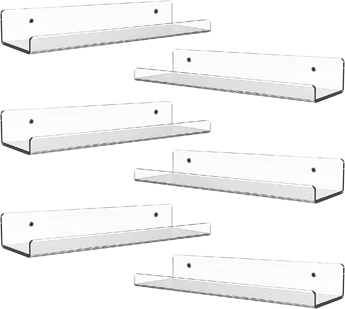 Floating Bookshelf Acrylic wall Mount with transparent invisible wall