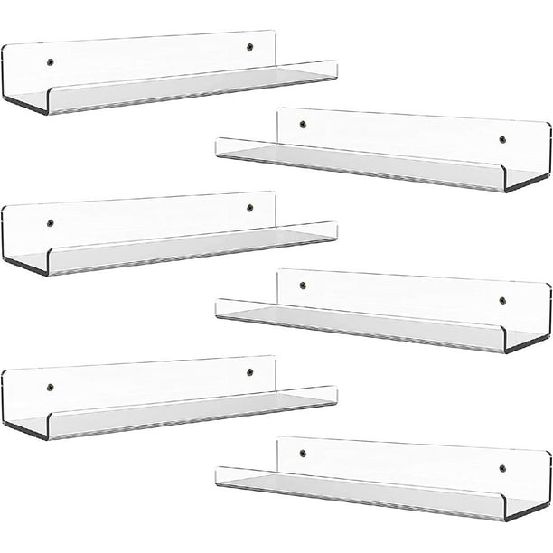 Floating Bookshelf Acrylic wall Mount with transparent invisible wall