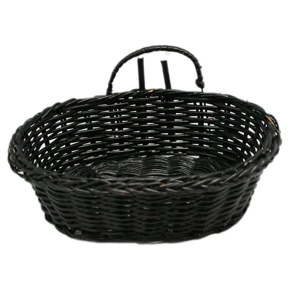 Miniature Oval Black Colored Wicker Basket